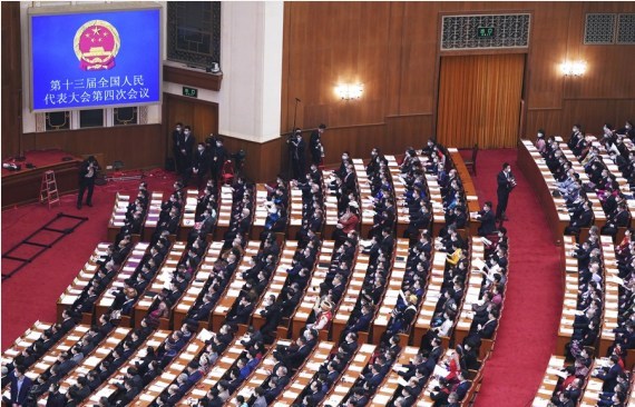 Sesi keempat Kongres Rakyat Nasional (National People's Congress/NPC) ke-13 dibuka di Balai Agung Rakyat di Beijing, ibu kota China, pada 5 Maret 2021. (Xinhua/Cai Yang)
