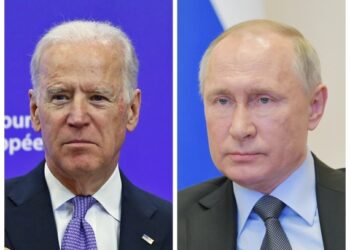 Foto kombinasi ini menunjukkan foto Presiden Amerika Serikat Joe Biden (kiri) dan Presiden Rusia Vladimir Putin. (Xinhua)
