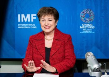 Direktur Pelaksana Dana Moneter Internasional (IMF) Kristalina Georgieva melakukan wawancara dengan Xinhua selama Pertemuan Musim Semi IMF di Washington DC, Amerika Serikat (AS), pada 13 April 2021. (Xinhua/IMF/Kim Haughton)