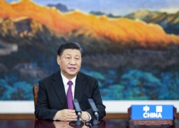 Presiden China Xi Jinping berpidato dalam Konferensi Tingkat Tinggi (KTT) Informal Kerja Sama Ekonomi Asia-Pasifik (APEC) via sambungan video di Beijing, ibu kota China, pada 16 Juli 2021. (Xinhua/Li Xueren)
