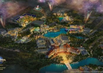 Gambar konseptual berikut menunjukkan taman hiburan Universal Beijing Resort di Beijing, China. (Xinhua/Universal Beijing Resort)