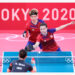 Lee Ho Ching dan Doo Hoi Kem (belakang) dari Hong Kong, China, berlaga dalam pertandingan perebutan medali perunggu tenis meja beregu putri antara Hong Kong, China, melawan Jerman di Olimpiade Tokyo 2020 di Tokyo, Jepang, pada 5 Agustus 2021. (Xinhua/Yang Lei)