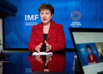 Kristalina Georgieva, Direktur Pelaksana Dana Moneter Internasional (IMF), melakukan wawancara dengan Xinhua dalam Pertemuan Musim Semi IMF di Washington DC, Amerika Serikat, pada 13 April 2021. (Xinhua/IMF/Kim Haughton)