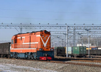 Kereta barang China-Eropa terlihat di Pelabuhan Horgos di Daerah Otonomi Uygur Xinjiang barat laut China, 6 Februari 2021. [Foto/Xinhua]