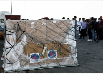 Suplai medis sumbangan China terlihat di Bandar Udara Internasional Baghdad di Baghdad, Irak, pada 2 September 2021. (Xinhua)
