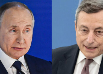 Foto dokumentasi Xinhua ini menunjukkan Presiden Rusia Vladimir Putin (kiri) dan Perdana Menteri Italia Mario Draghi. (Xinhua)