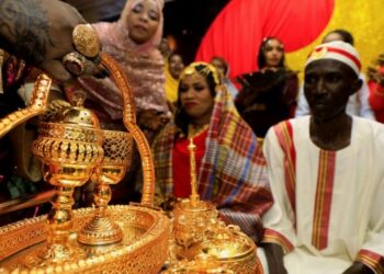 Foto yang diabadikan pada 10 September 2021 ini menunjukkan upacara pernikahan tradisional di Khartoum, Sudan. (Xinhua/Mohamed Khidir)