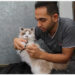 Mohammad al-Madhoun, seorang pria asal Palestina, memangkas bulu seekor kucing di salon kecantikan kucing miliknya di Gaza City pada 17 Oktober 2021. Pria berusia 20 tahun itu mengelola sebuah salon untuk perawatan kucing. (Xinhua/Rizek Abdeljawad)