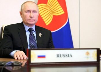 Presiden Rusia Vladimir Putin menghadiri KTT Asia Timur ke-16 melalui tautan video pada 27 Oktober 2021. (Siaran pers Kremlin)