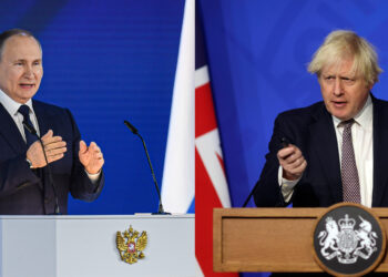 Presiden Rusia Vladimir Putin dan Perdana Menteri Inggris Boris Johnson. (Xinhua)
