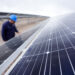 Seorang pekerja memeriksa modul sel surya di kawasan industri fotovoltaik di Provinsi Qinghai, China barat laut, pada 31 Oktober 2019. (Xinhua/Wu Gang)