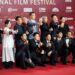 Para pemeran film "Battle at Lake Changjin" berpose untuk foto bersama di karpet merah Festival Film Internasional Beijing ke-11 di Beijing, ibu kota China, pada 20 September 2021. (Xinhua/Chen Zhonghao)