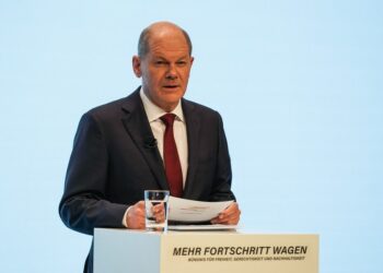 Olaf Scholz dari Partai Sosial Demokrat (Social Democratic Party/SPD) Jerman menghadiri konferensi pers gabungan di Berlin, Jerman, pada 24 November 2021. (Xinhua/Stefan Zeitz)