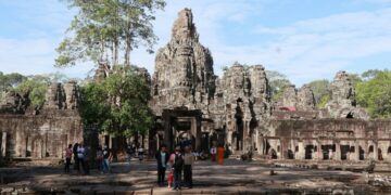 Foto yang diabadikan pada 18 Januari 2022 ini menunjukkan candi Bayon di Provinsi Siem Reap, Kamboja. (Xinhua/Otoritas Nasional APSARA)