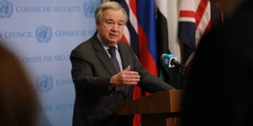 Sekretaris Jenderal Perserikatan Bangsa-Bangsa (PBB) Antonio Guterres berbicara kepada wartawan di markas besar PBB di New York, pada 13 Januari 2022. (Xinhua/Xie E)