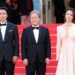 CANNES, Aktris Tang Wei (pertama dari kanan) bersama sutradara, produser, dan penulis skenario Park Chan-Wook (tengah), serta aktor Park Hae-Il tiba di pemutaran film "Decision to Leave (Heojil Kyolshim)" dalam Festival Film Cannes ke-75 di Cannes, Prancis selatan, pada 23 Mei 2022. (Xinhua)