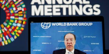 Presiden Grup Bank Dunia David Malpass berbicara pada sebuah konferensi pers virtual dalam pertemuan tahunan Grup Bank Dunia dan Dana Moneter Internasional (IMF) di Washington DC, Amerika Serikat, pada 14 Oktober 2020. (Xinhua/Liu Jie )