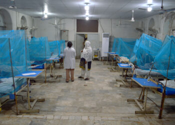KARACHI, Sejumlah pasien yang terinfeksi demam berdarah dengue (DBD) dirawat di sebuah rumah sakit di kota pelabuhan Karachi, Pakistan selatan, pada 25 September 2022. Penyebaran DBD terus berlanjut di Pakistan dengan tiga orang tambahan dilaporkan meninggal karena penyakit itu di sejumlah wilayah negara tersebut, demikian dikatakan otoritas kesehatan Pakistan pada Sabtu (24/9). (Xinhua/Str)