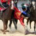 IZNIK, Para penunggang kuda berkompetisi dalam olahraga tradisional "menyeret kambing" di ajang World Nomad Games ke-4 di Iznik, Turki, pada 29 September 2022. (Xinhua/Shadati)